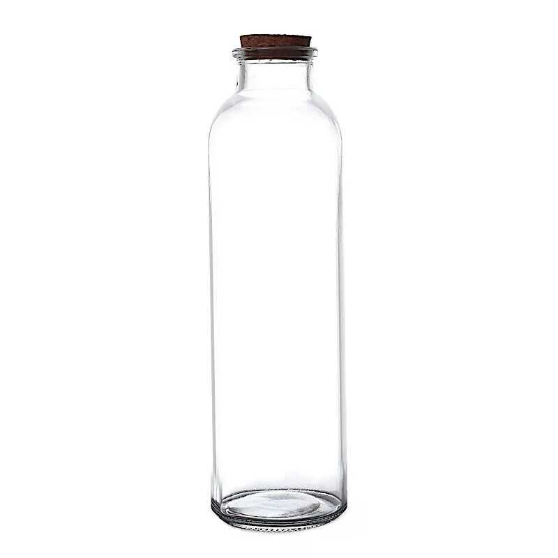 CLEAR 12 Round 16 oz Refillable GLASS BOTTLES Storage Jars Cork Stopper