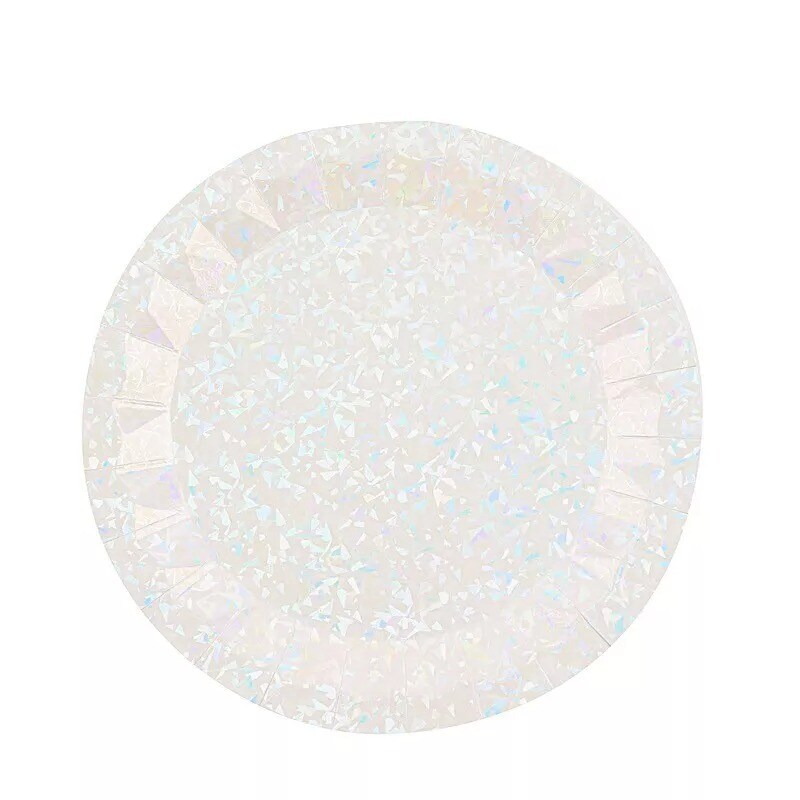 25 IRIDESCENT Metallic Round 12&#x22; Paper Salad Dinner Plates Geometric Design