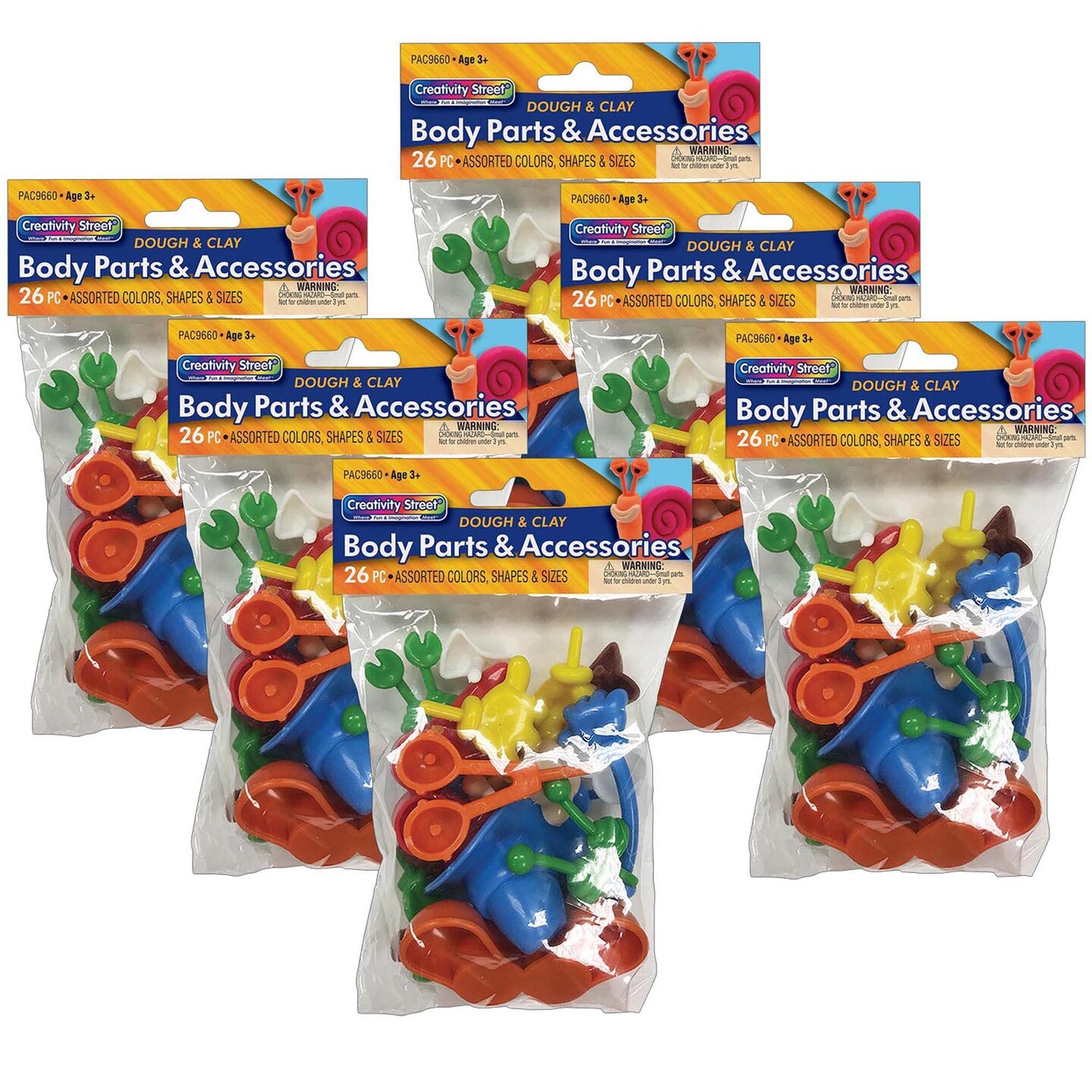 Modeling Dough &#x26; Clay Body Parts &#x26; Accessories, 26 Pieces Per Pack, 6 Packs