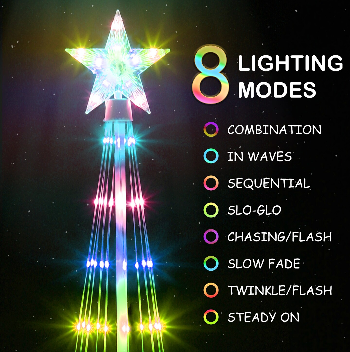 6FT Multicolor LED Animated Outdoor Christmas Tree Lightshow Decorations