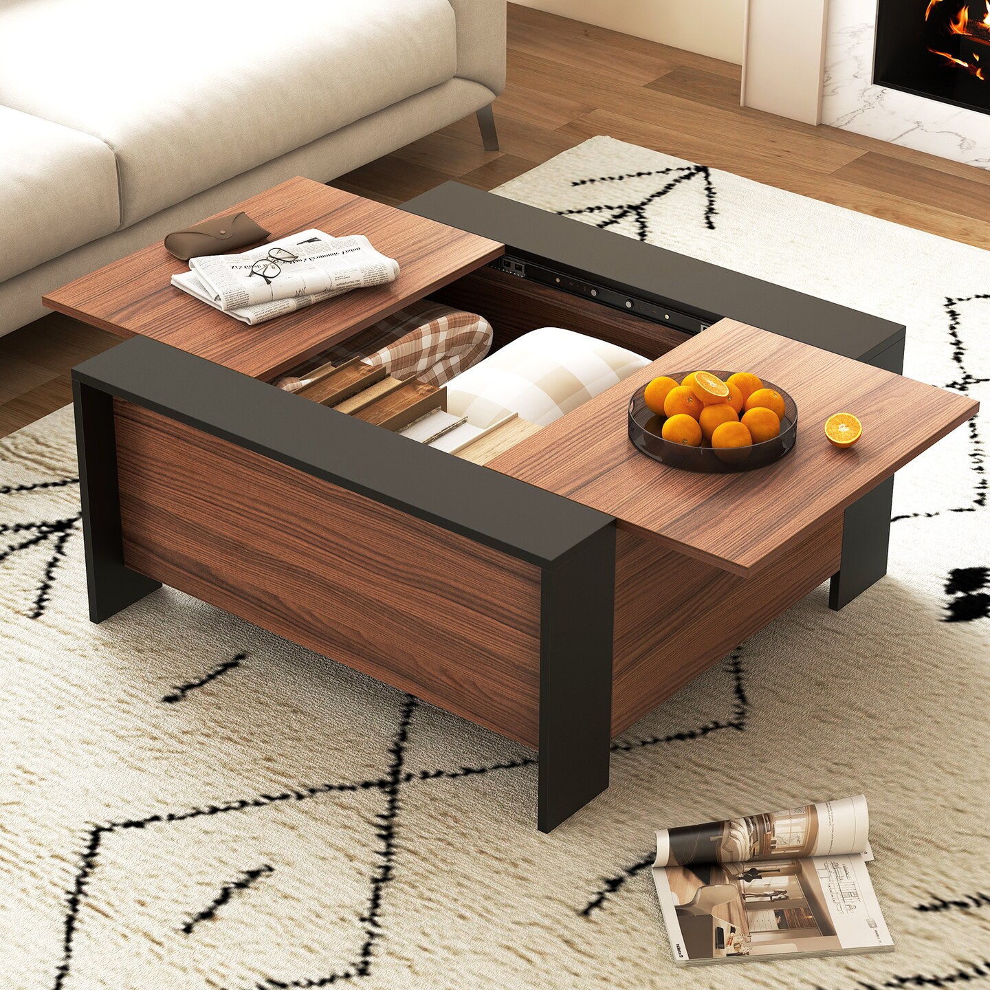 Coffee Table With Sliding Top And Hidden Compartment