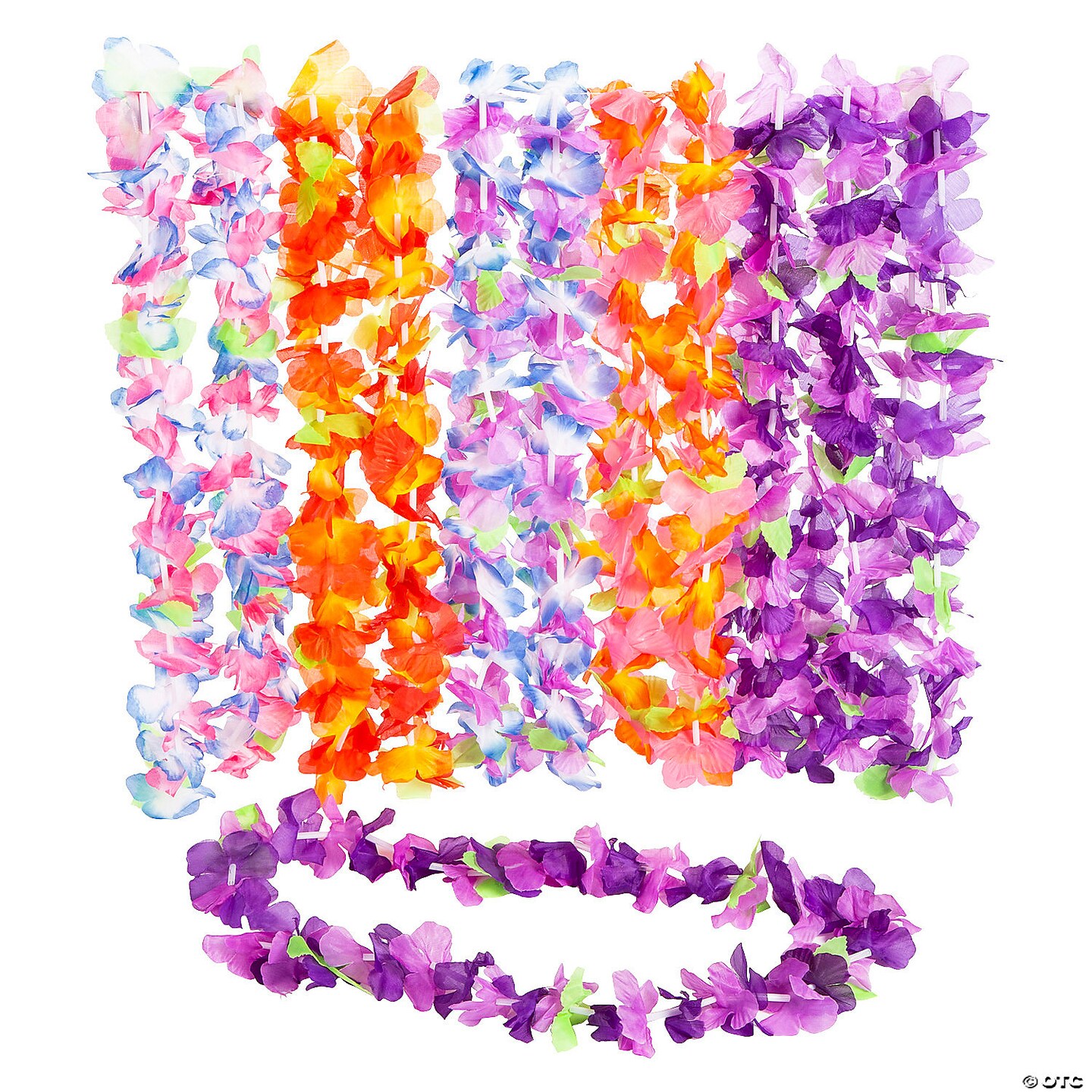 36&#x22; Luau Ruffle Petal Flower Multicolor Polyester Leis