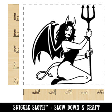 Pinup Devil Woman Demon Square Rubber Stamp for Stamping Crafting