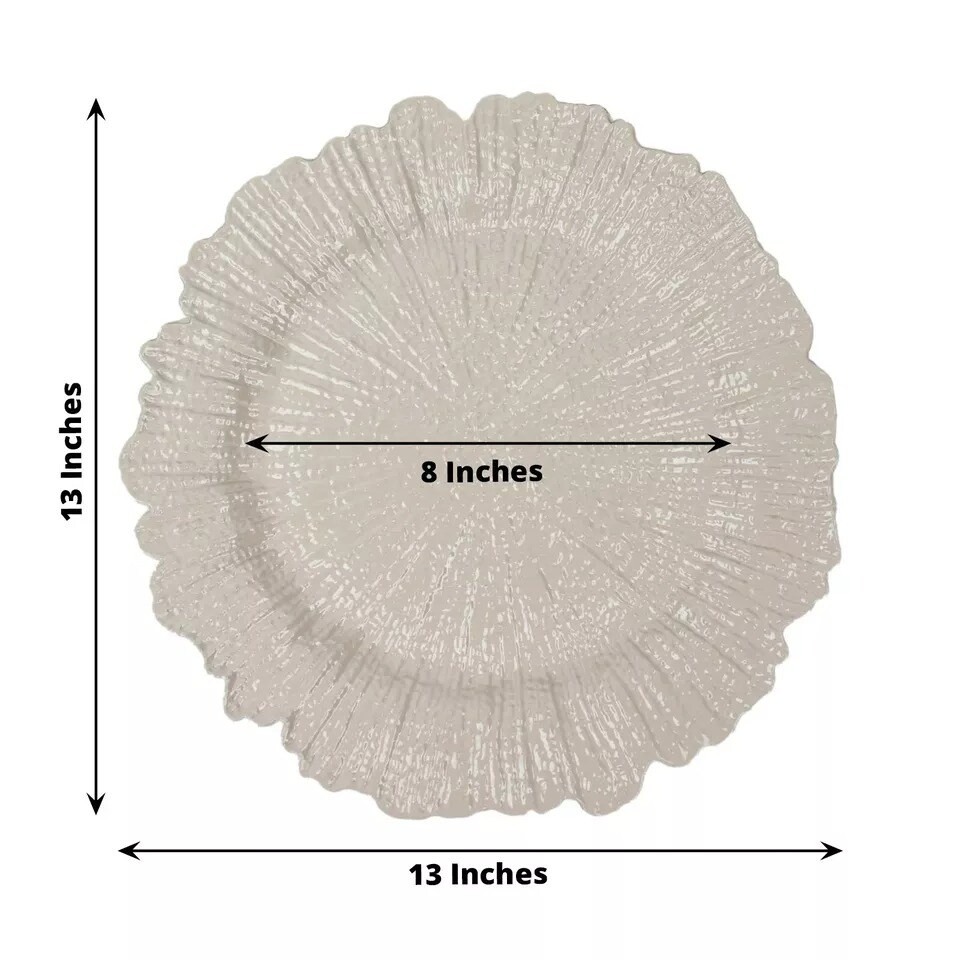 6 TAUPE 13&#x22; Round Textured Charger Plates Wedding Party Dinner