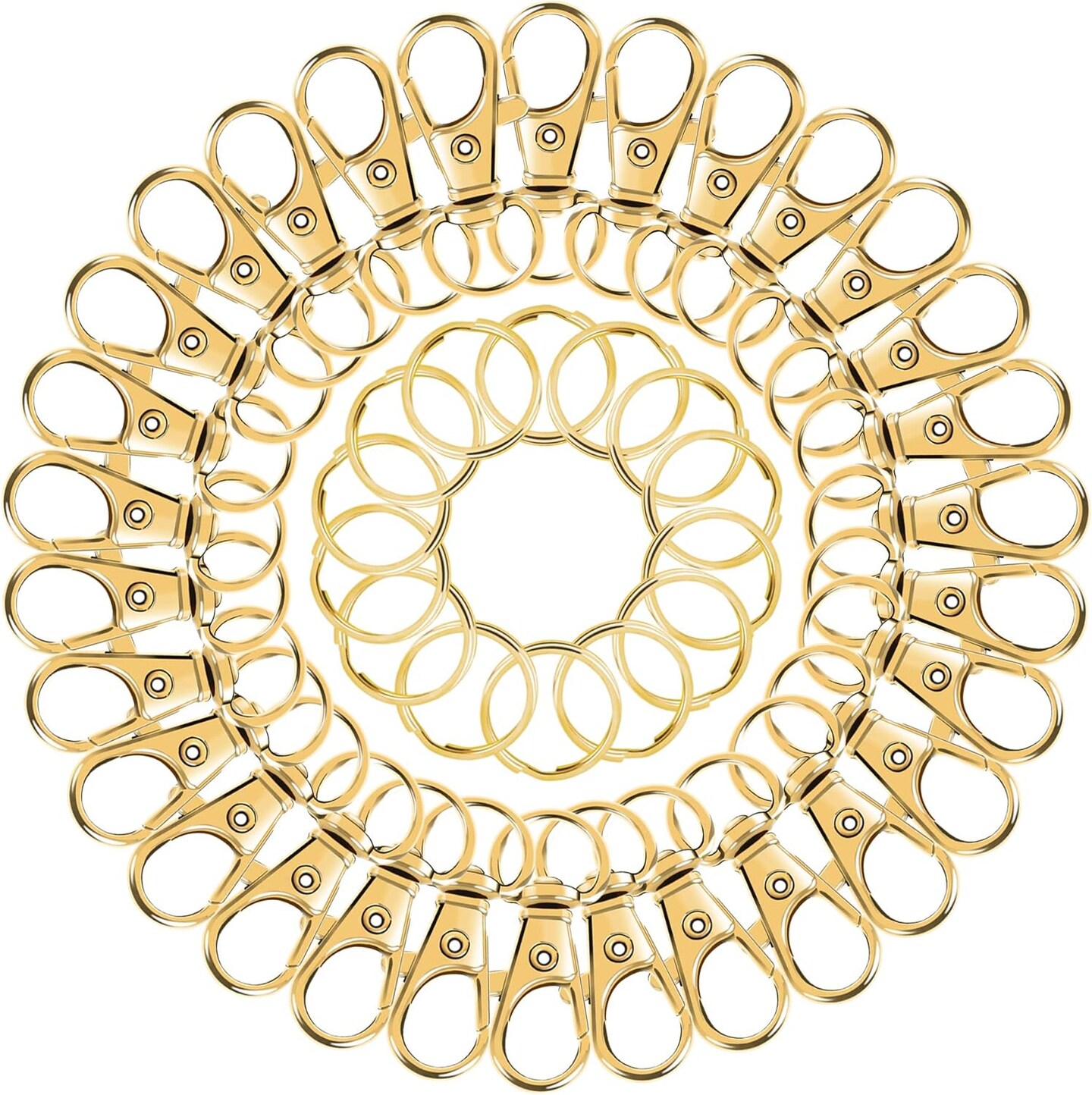 100PCS Gold Swivel Clasps Lanyard Snap Hooks with Key Rings, Key Chain Clip Hooks Lobster Claw Clasps for Keychains Jewelry DIY Crafts