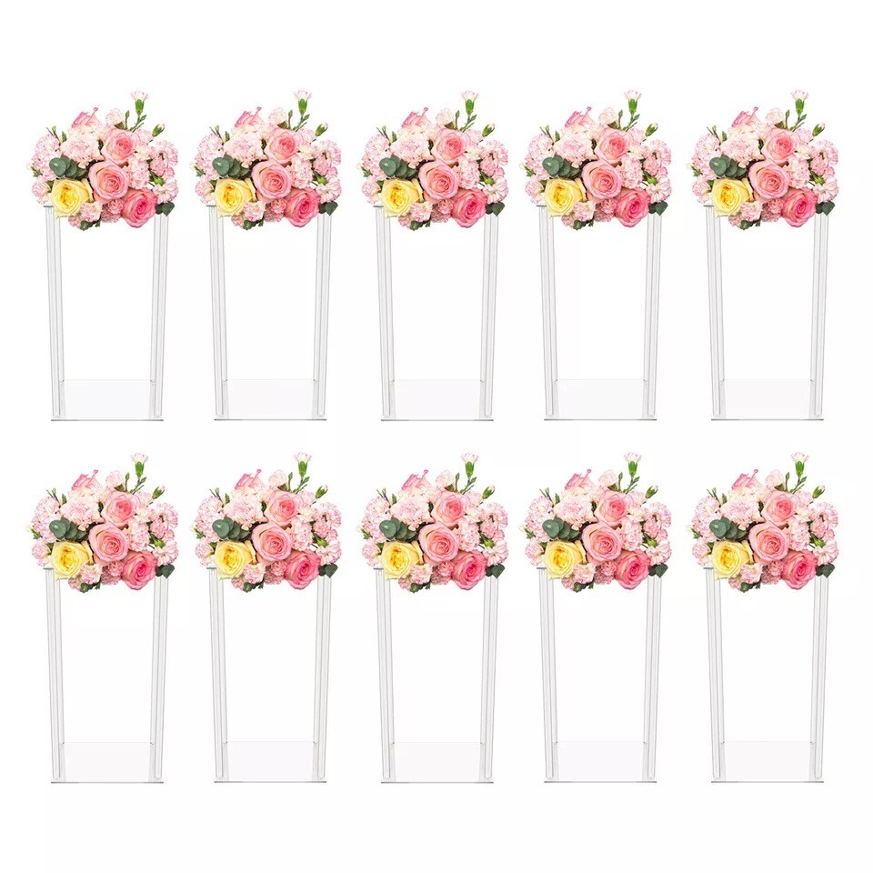 10Pcs Tall Acrylic Flower Stand Wedding Centerpiece Vase