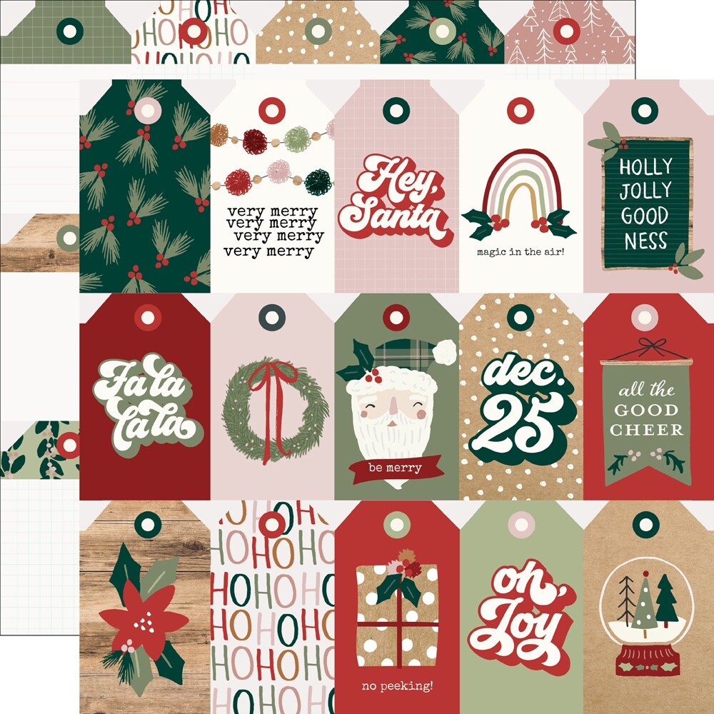 Boho Christmas Double-Sided Cardstock 12&#x22;X12&#x22;-Tags Elements