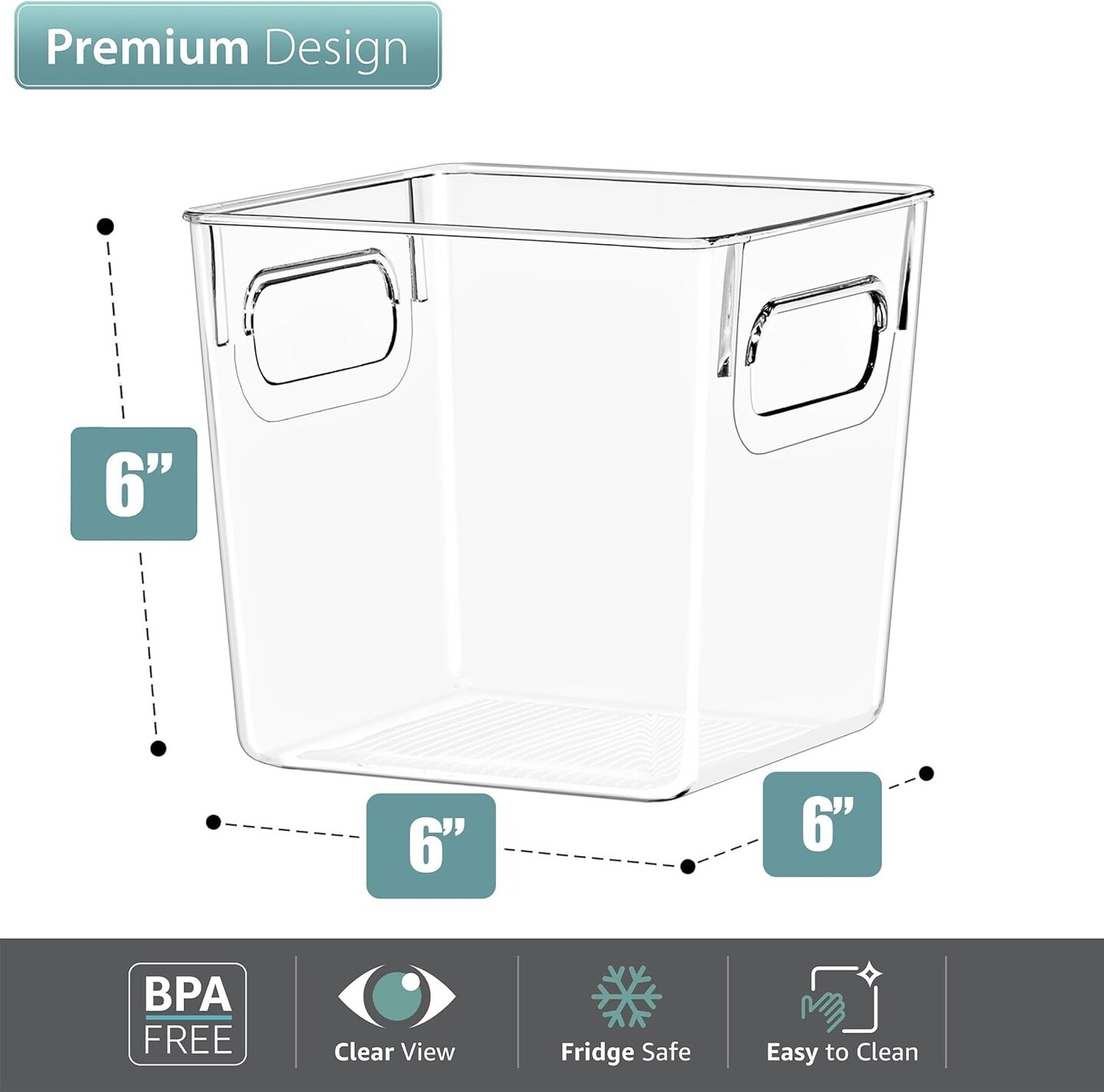 Sorbus 2 Pack Small Clear Acrylic Storage Bins - for Kitchen, Cabinet Organizer, Pantry & Refrigerator