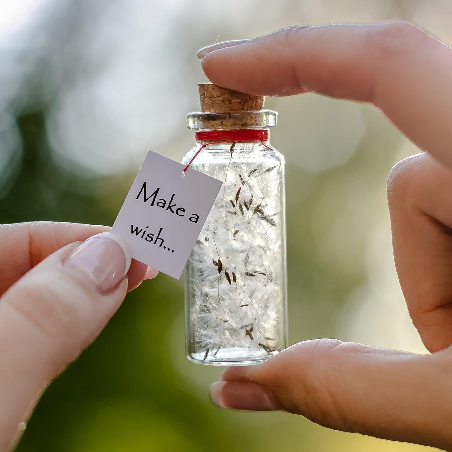Tiny Magical Message in a Bottle Gift Idea   Classy Inspirational Gifts for Him and Her   Unique Presents for Women and Men (White Dandelion   Make a Wish Gift Bottle)
