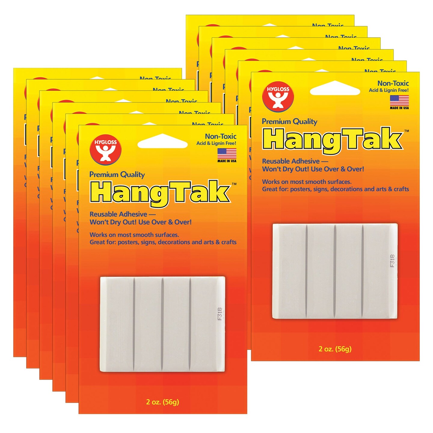 HangTak&#x2122; Reusable Adhesive, White, 2 oz. Per Pack, 12 Packs