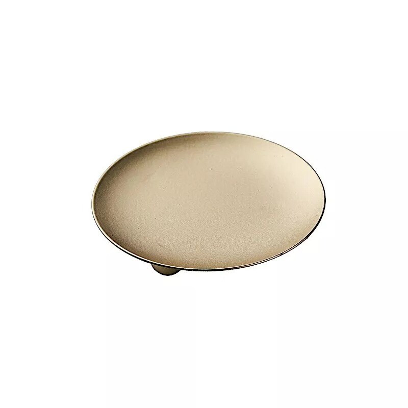 3 GOLD 4&#x22; Round METAL PLATES CANDLE HOLDERS