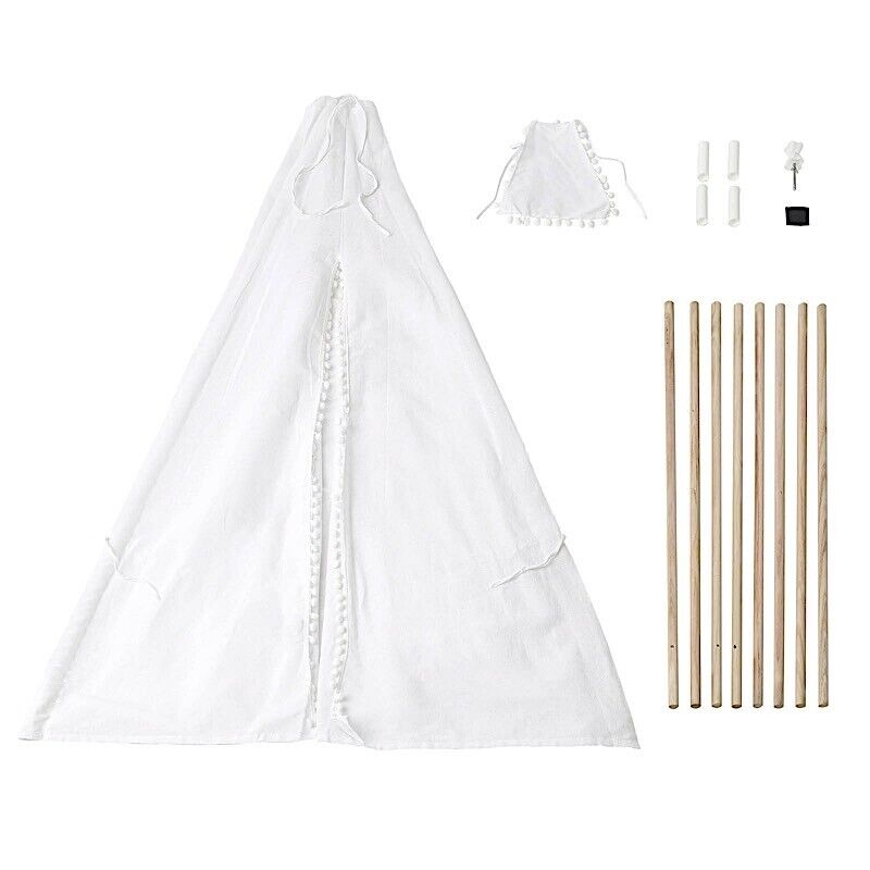 White Teepee PLAY TENT for Kids Indoor Outdoor Children Playhouse
