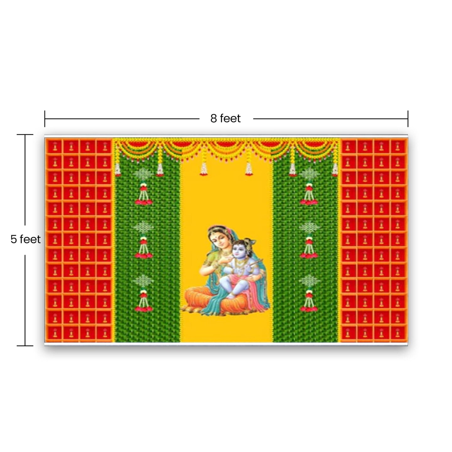 Annaprasana Backdrop 5x8 Feet Indian Traditional Cloth Backdrop Baby Shower Decor Indian Pooja Wall Decor Indian Wall Art Photo Decor Banner Decorative Pooja Cloth Seemantham Favor