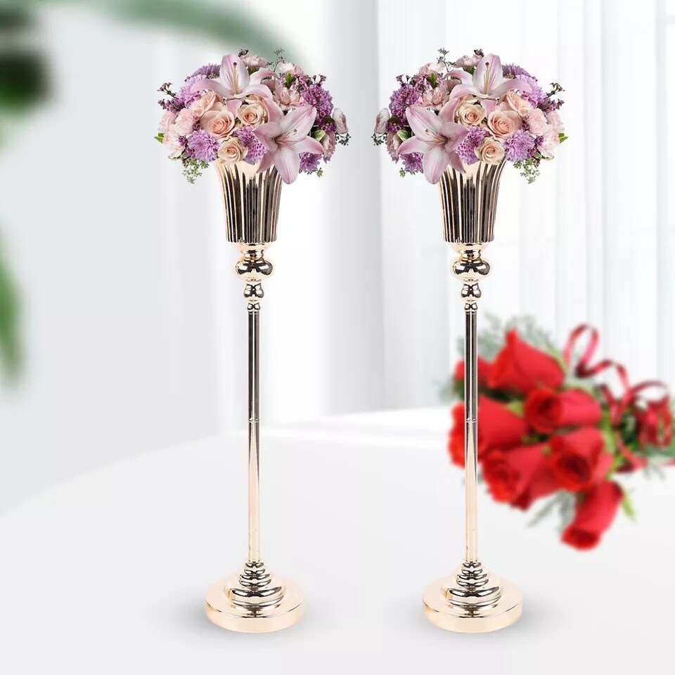 2 PCS Gold Trumpet Vase