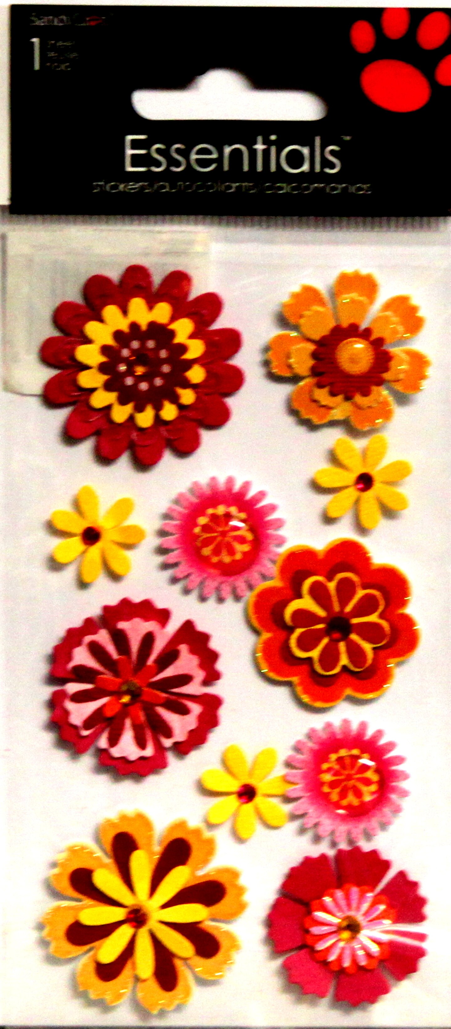 SandyLion Essentials Floral Fusion Flowers Dimensional Stickers