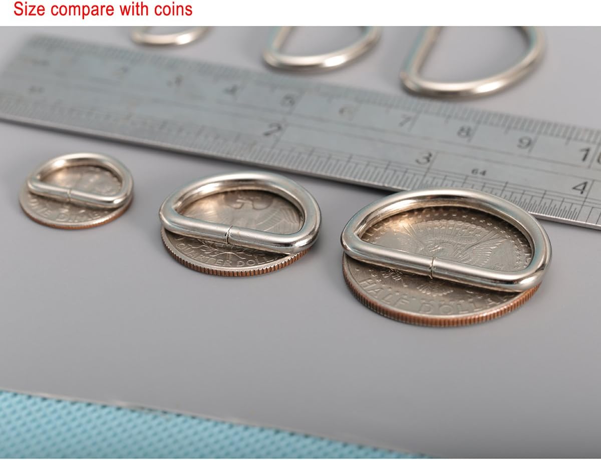 Metal D Ring 1 inch Non Welded Nickel Plated Pack of 100 (Large)