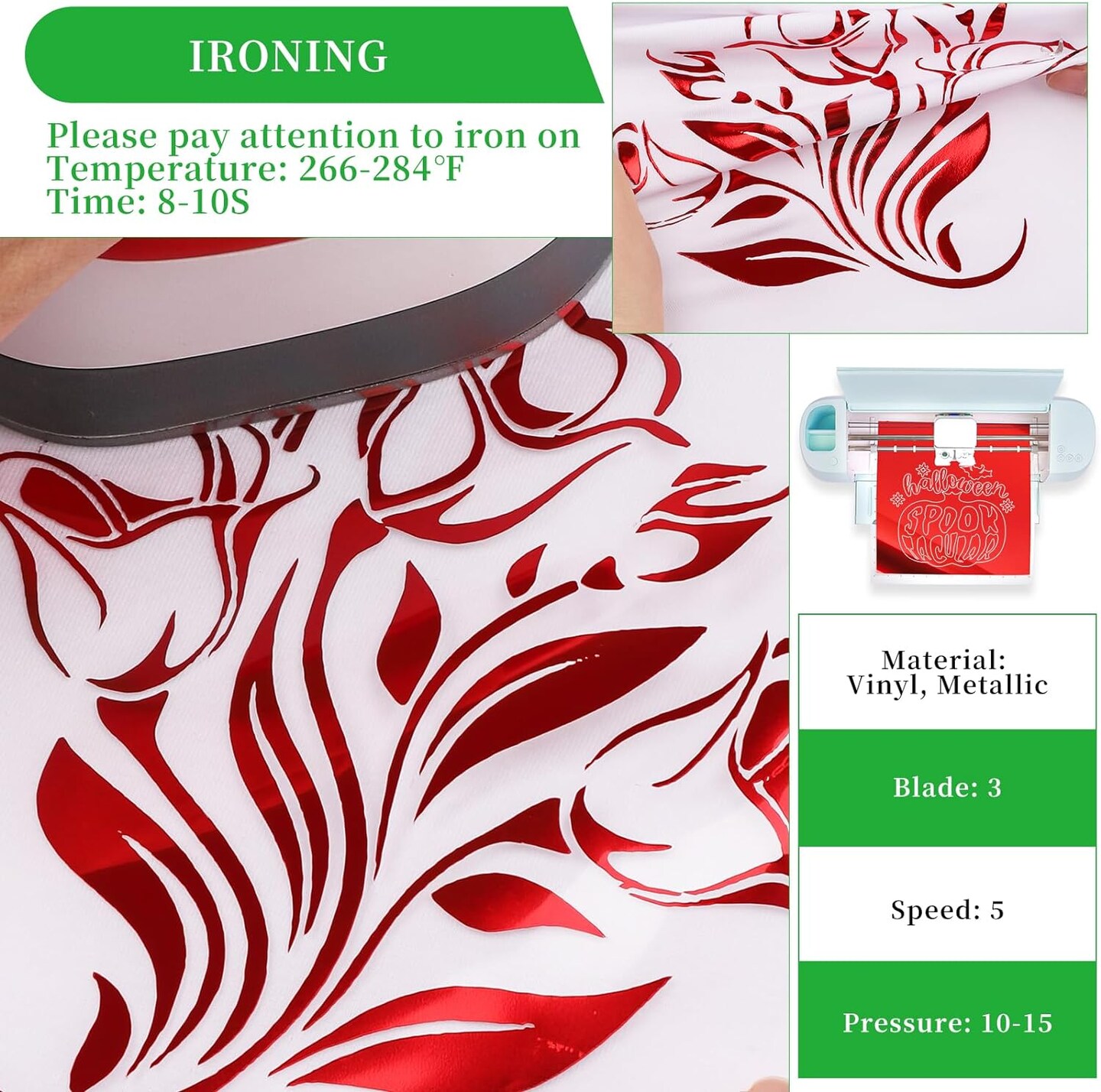 PrintFOIL Metallic Foil Heat Transfer Vinyl Red Iron On Vinyl 12&#x22; X 25ft for HTV Vinyl for DIY Tshirt,Bags,Garments