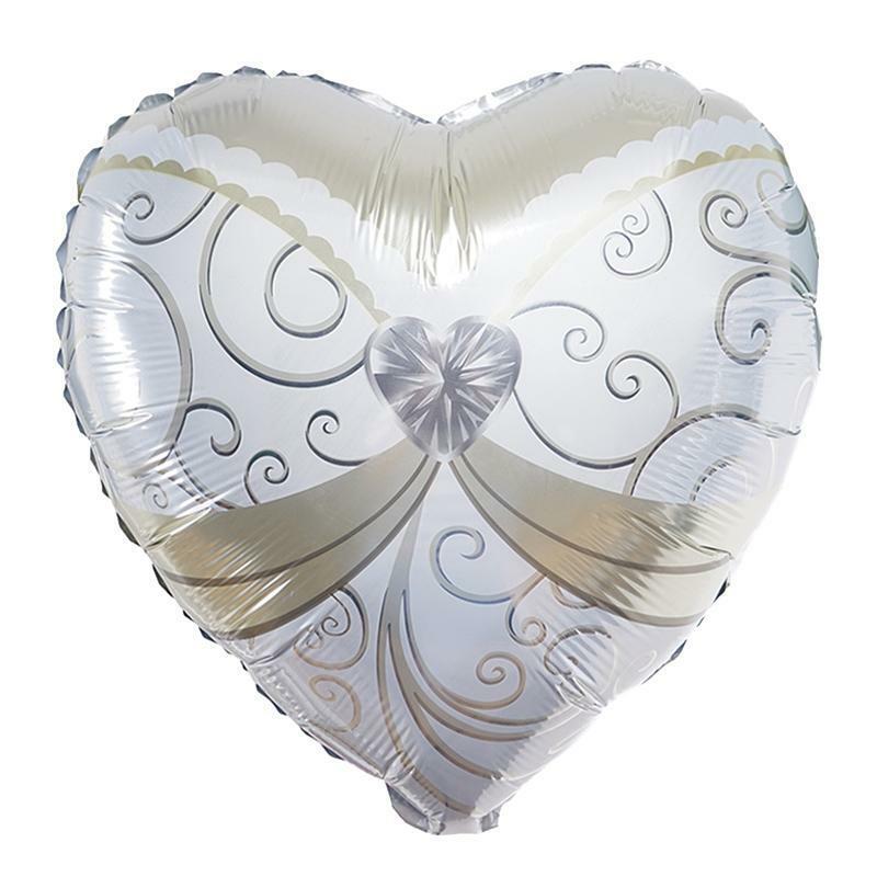 2 pcs Heart Shaped Wedding Groom Tuxedo and Bride Dress 14&#x22; Foil Balloons