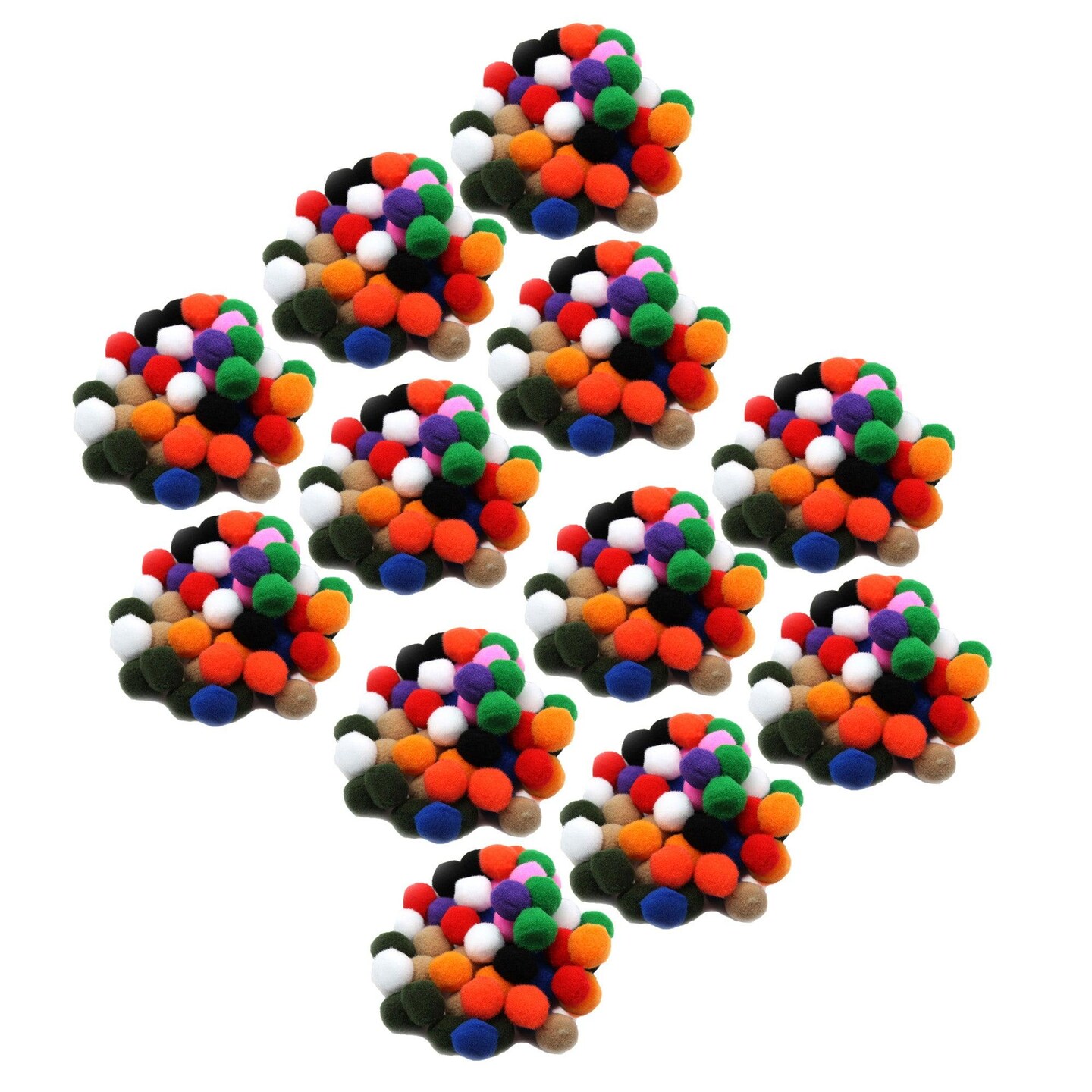 Pom-Poms 1&#x22;, Assorted Colors, 50 Per Pack, 12 Packs