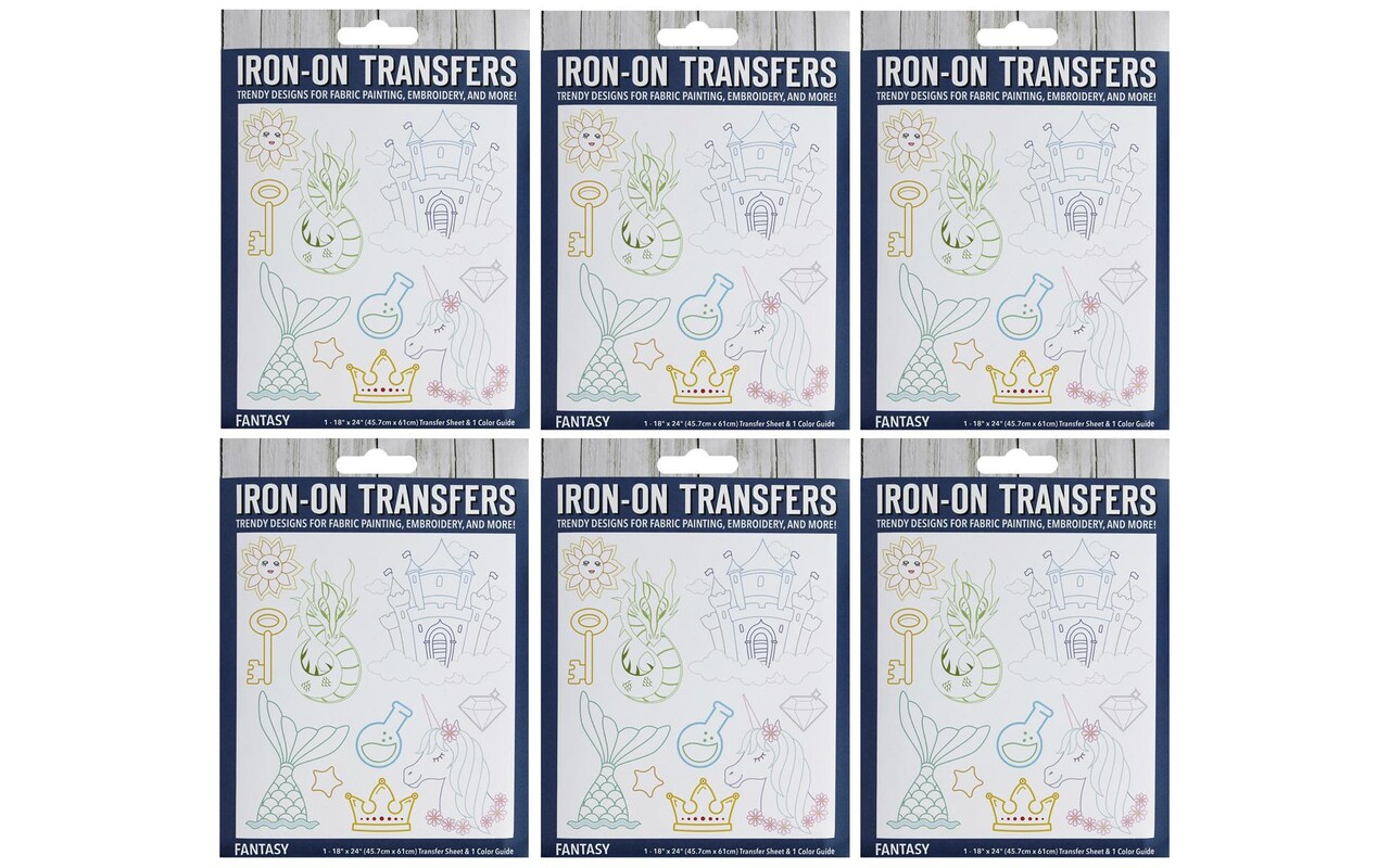 Iron Transfer Patterns Leisure Arts Bundle Iron-On Transfer, Fantasy, 6pc., Embroidery ...