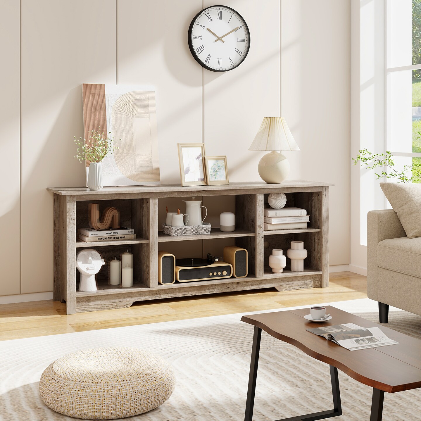 70-Inch TV Stand for up to 75&#x22; Flat Screen TVs with Adjustable Shelves - 70&#x22; x 16&#x22; x 26&#x22;(L x W x H)