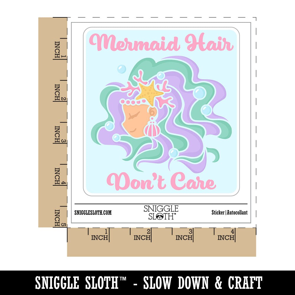 Mermaid Hair Don&#x27;t Care Waterproof Vinyl Phone Tablet Laptop Water Bottle Sticker Set - 5 Pack