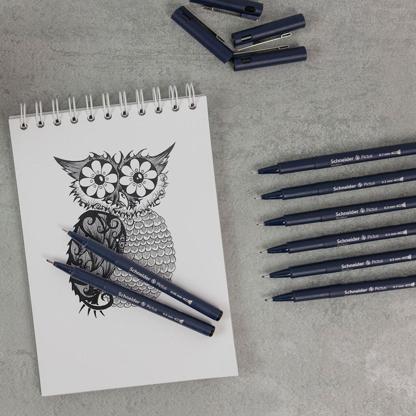 Pictus Fineliners, Wallet, Pieces, Black Ink, Assorted Sizes