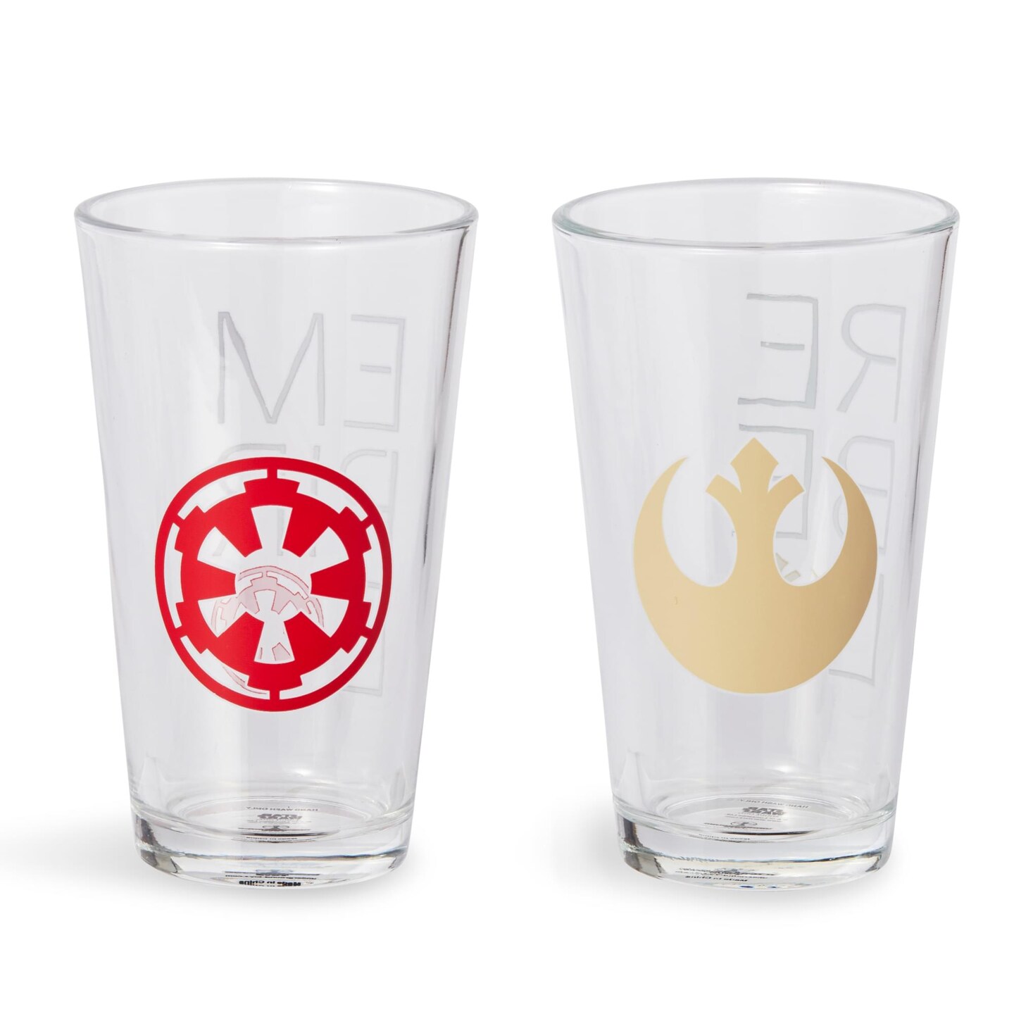 Star Wars 16oz Pint Glasses - Rebel &#x26; Empire Symbols - 2 Set