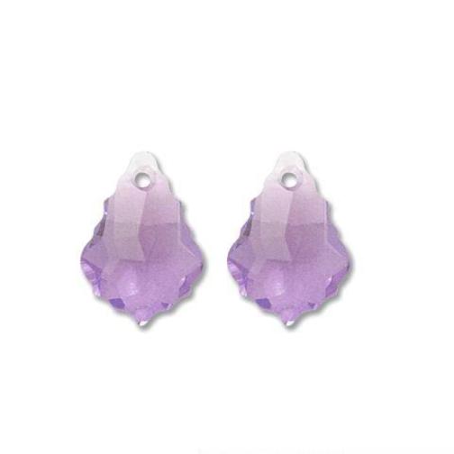 Baroque Swarovski Crystal Pendants Light Amethyst 16mm 2Pcs