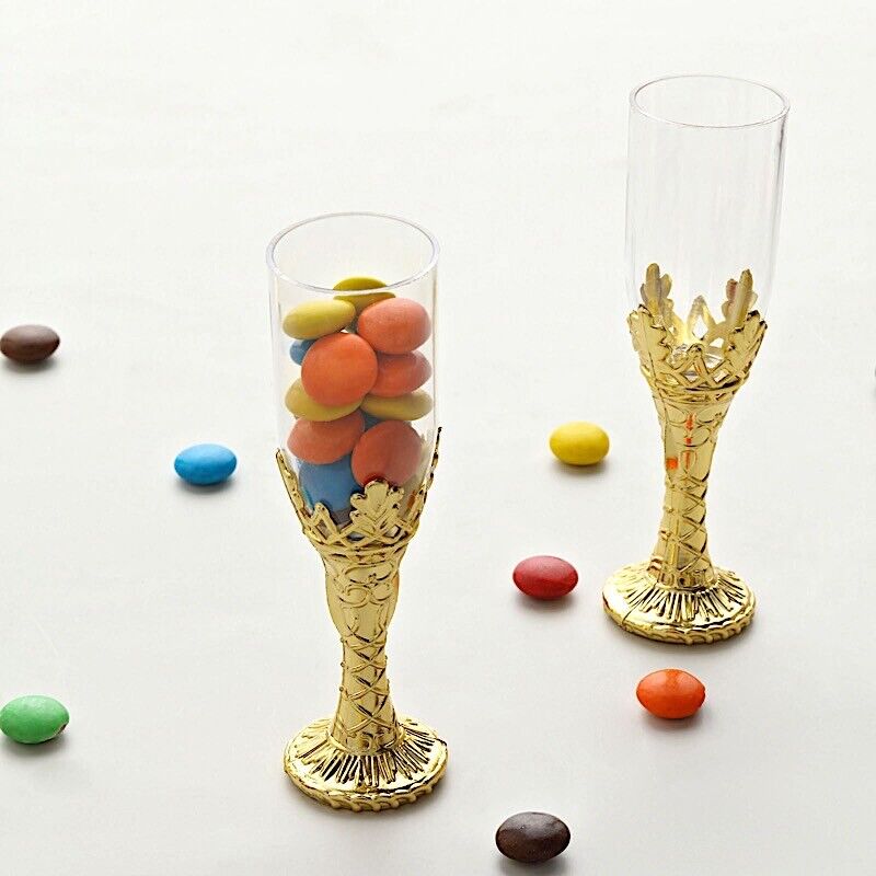 12 Clear Gold 4 in Mini Champagne Flutes