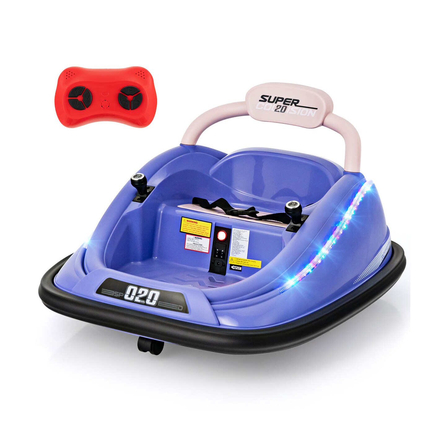 12v Kids Bumper Car Ride On Toy With Remote Control And 360 Degree Spin Rotation