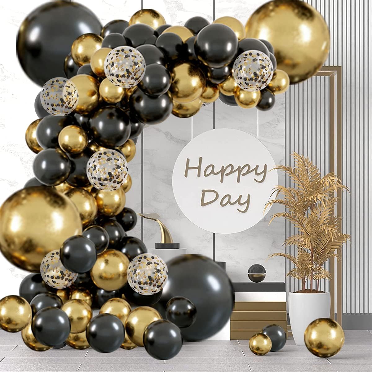 Black &#x26; Gold Balloon Arch Kit