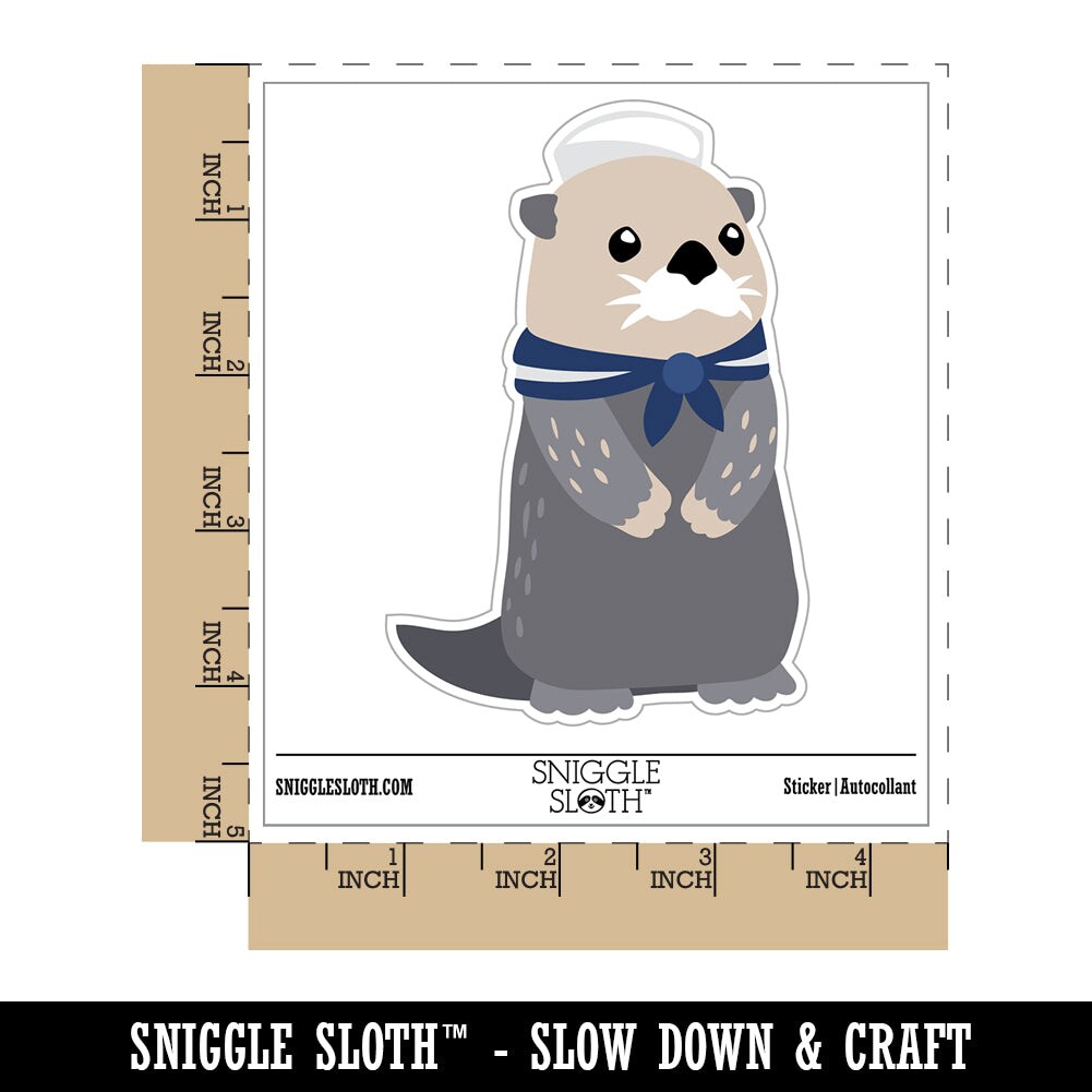 Cute Sailor Otter with Scarf and Hat Waterproof Vinyl Phone Tablet Laptop Water Bottle Sticker Set - 5 Pack
