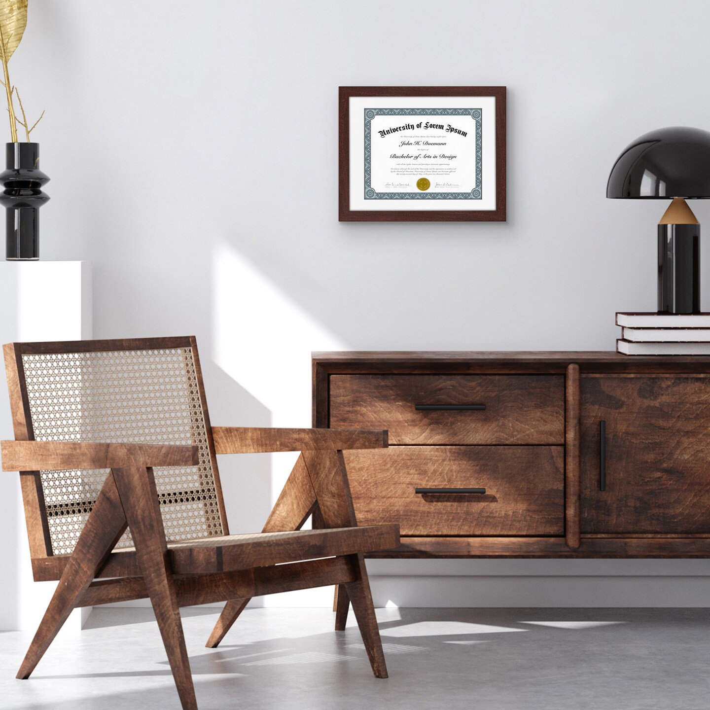 Americanflat 11x14 Diploma Frame - 8.5x11 with Mat or 11x14 without Mat - Photo Frame for Diploma - Certificate Document Frame - Shatter Resistant Glass - Hanging Hardware - Mahogany