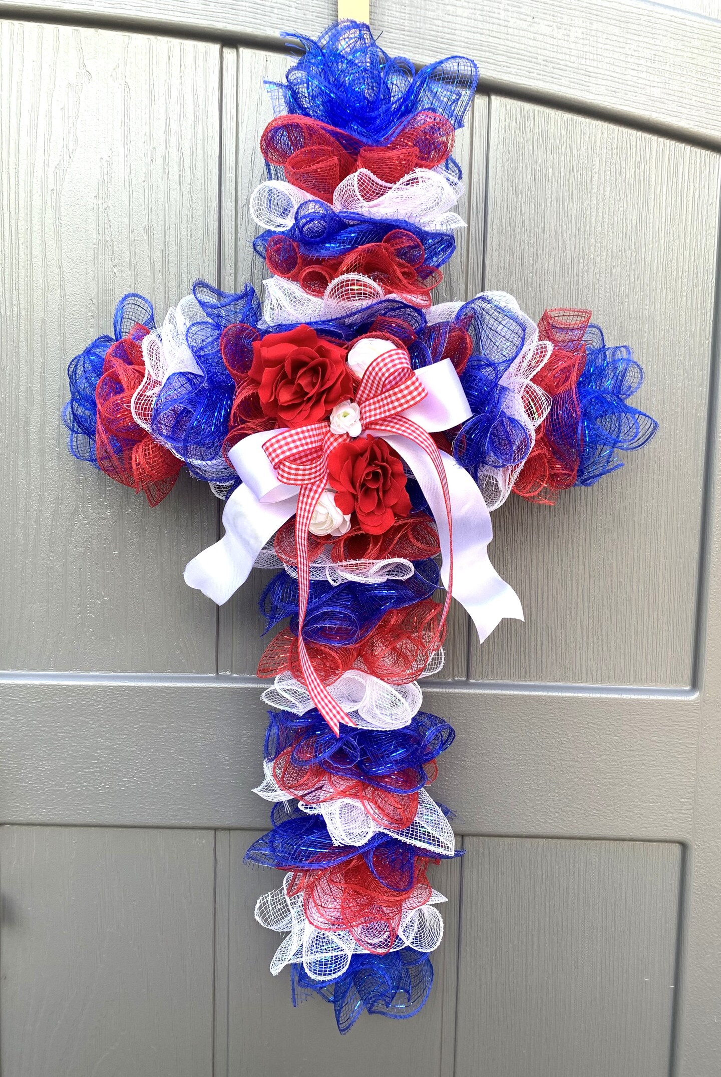 USA Cross Wreath, Memorial Cross, Patriotic, July 4th, Flag, 1776