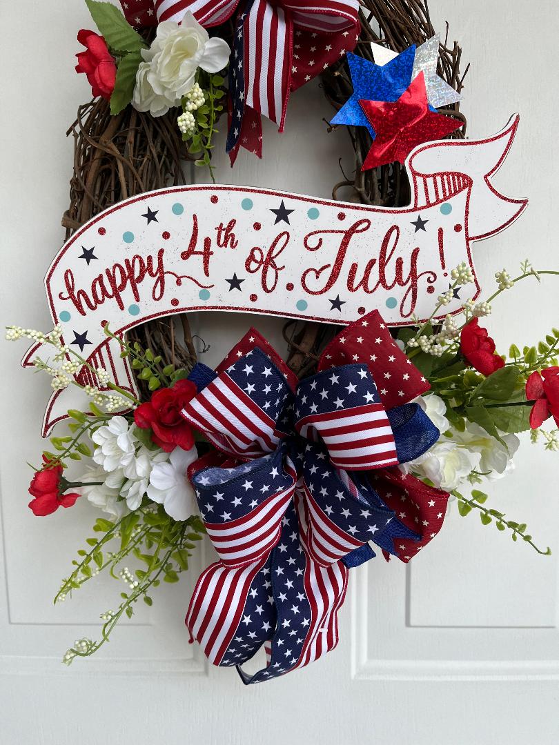 Patriotic Wreath 4th deals of July Wreath Labor Day Wreath Veterans Wreath Front Door Wreath Red Whit and Blue Wreath Year Round Wreath