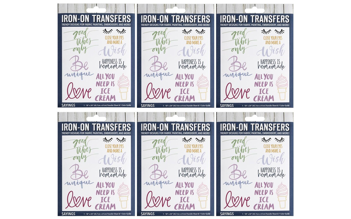 Leisure Arts Bundle Iron-On Transfer, Sayings, 6pc., Embroidery Patterns, Embroidery Patterns Iron on Transfers, Hand Embroidery Patterns, Iron on Embroidery Patterns, Embroidery Transfer Patterns
