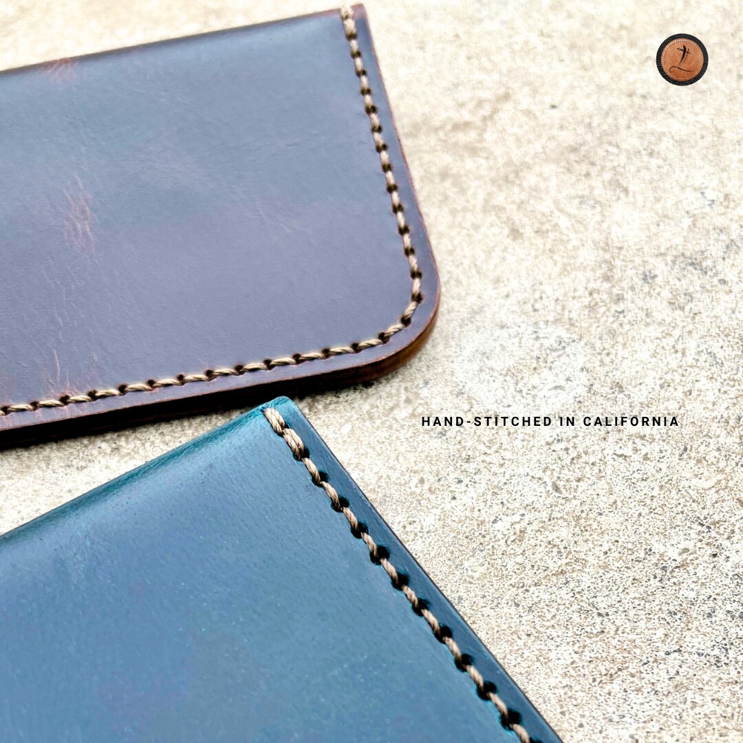 Handmade Leather Card Holder, Italian Waxed Leather Wallet, Custom