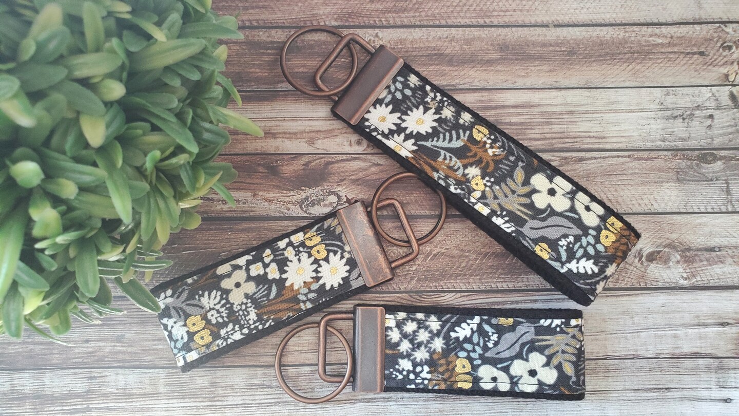 Keychain, Key Fob in Rifle Paper Co Meadow Metallic