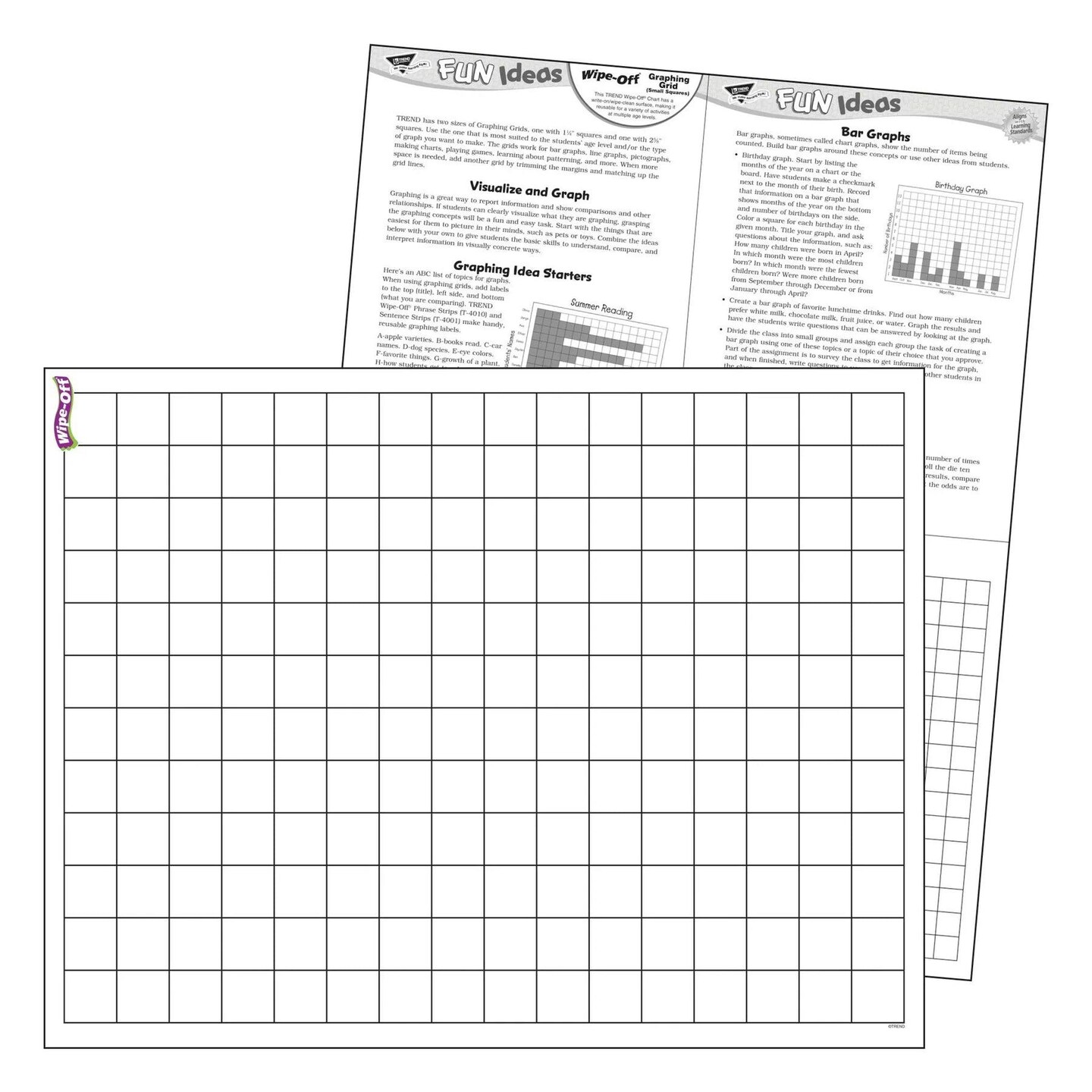 Graphing Grid (Small Squares) Wipe-Off&#xAE; Chart, 17&#x22; x 22&#x22;, Pack of 6