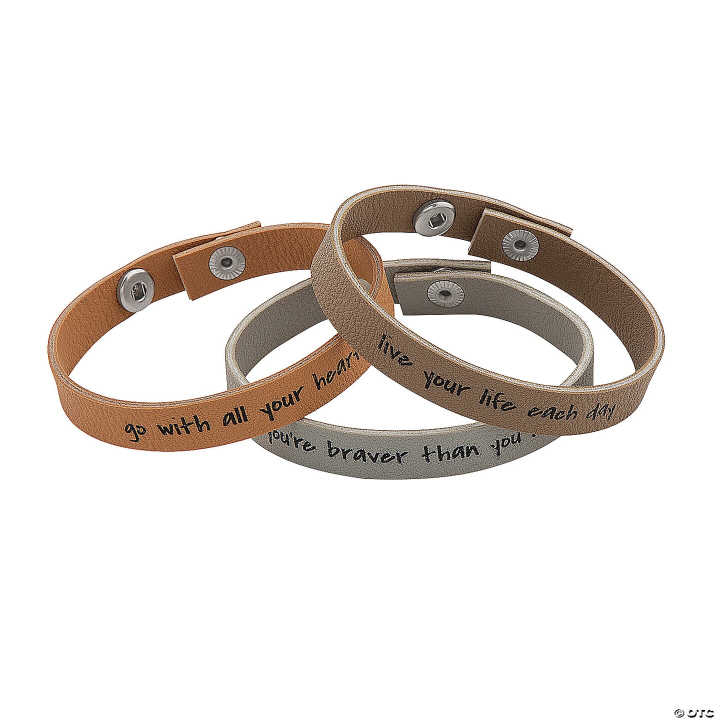 8 3/4&#x22; Inspirational Tan, Brown &#x26; Grey Leather Bracelets | MINA&#xAE;