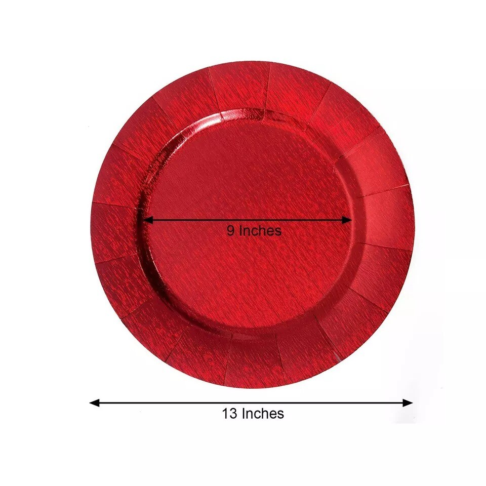 RED 10 Round 13&#x22; Disposable Paper CHARGER PLATES