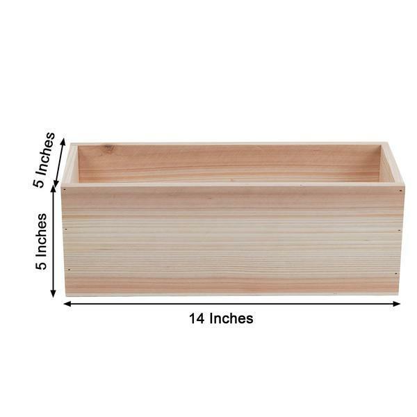 14" Tan Brown Natural Wood BOXES Rectangle PLANT HOLDERS Centerpieces