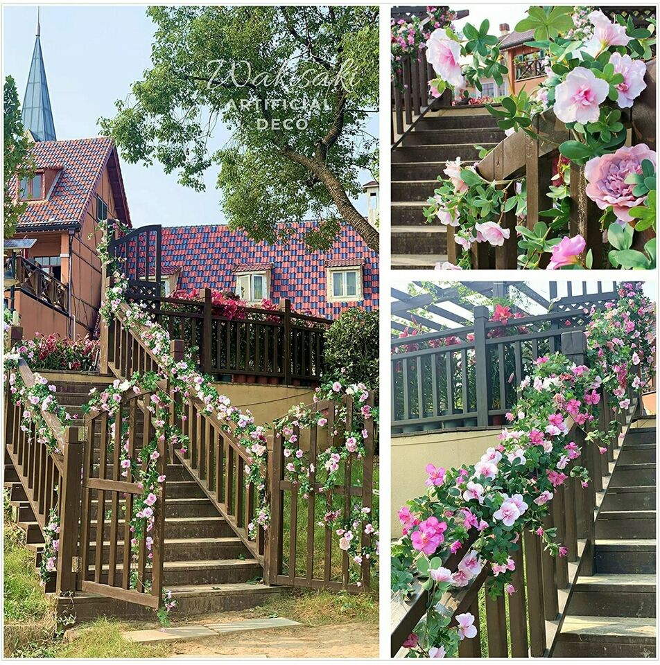 Artificial Cherry Blossom &#x26; Ivy Hanging Plants