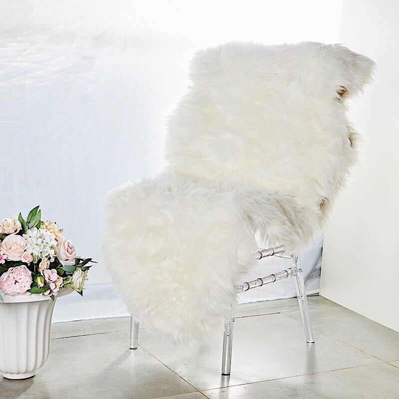 6 feet White FAUX FUR THROW Sheepskin RUG Floor Mat