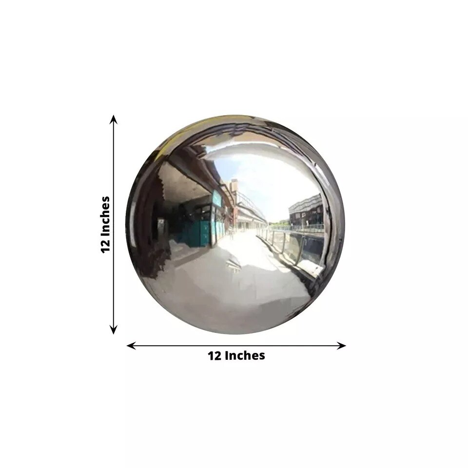 2 SILVER 12&#x22; Stainless Steel Gazing Globe Reflective MIRROR BALLS