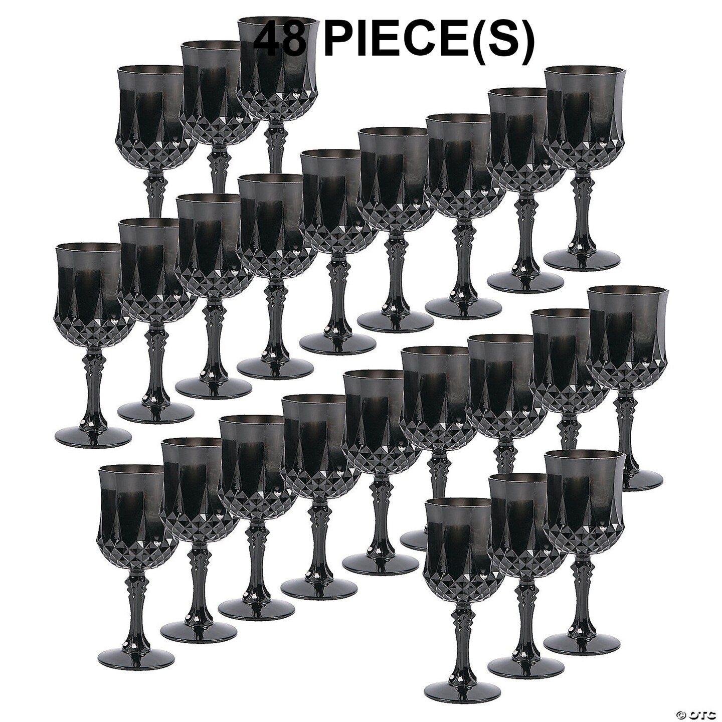 Bulk 48 Pc. Gold Patterned Disposable Plastic Wine Glasses