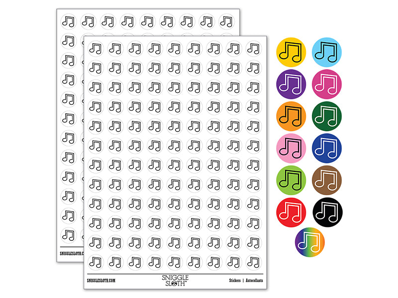 Music Eighth Notes Outline 200+ 0.50&#x22; Round Stickers