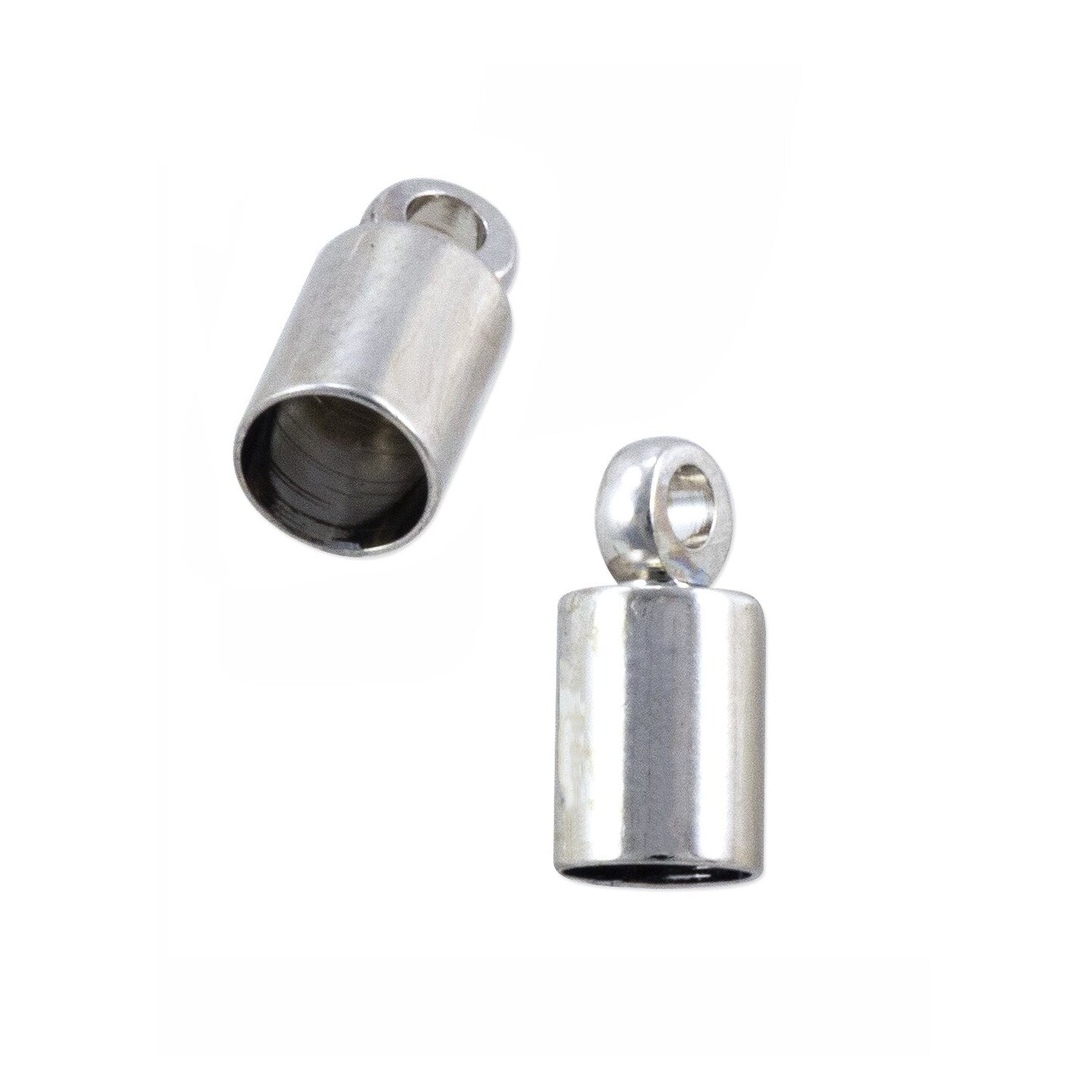 End Cap with Loop 4mm Silver Color (Package of 2)