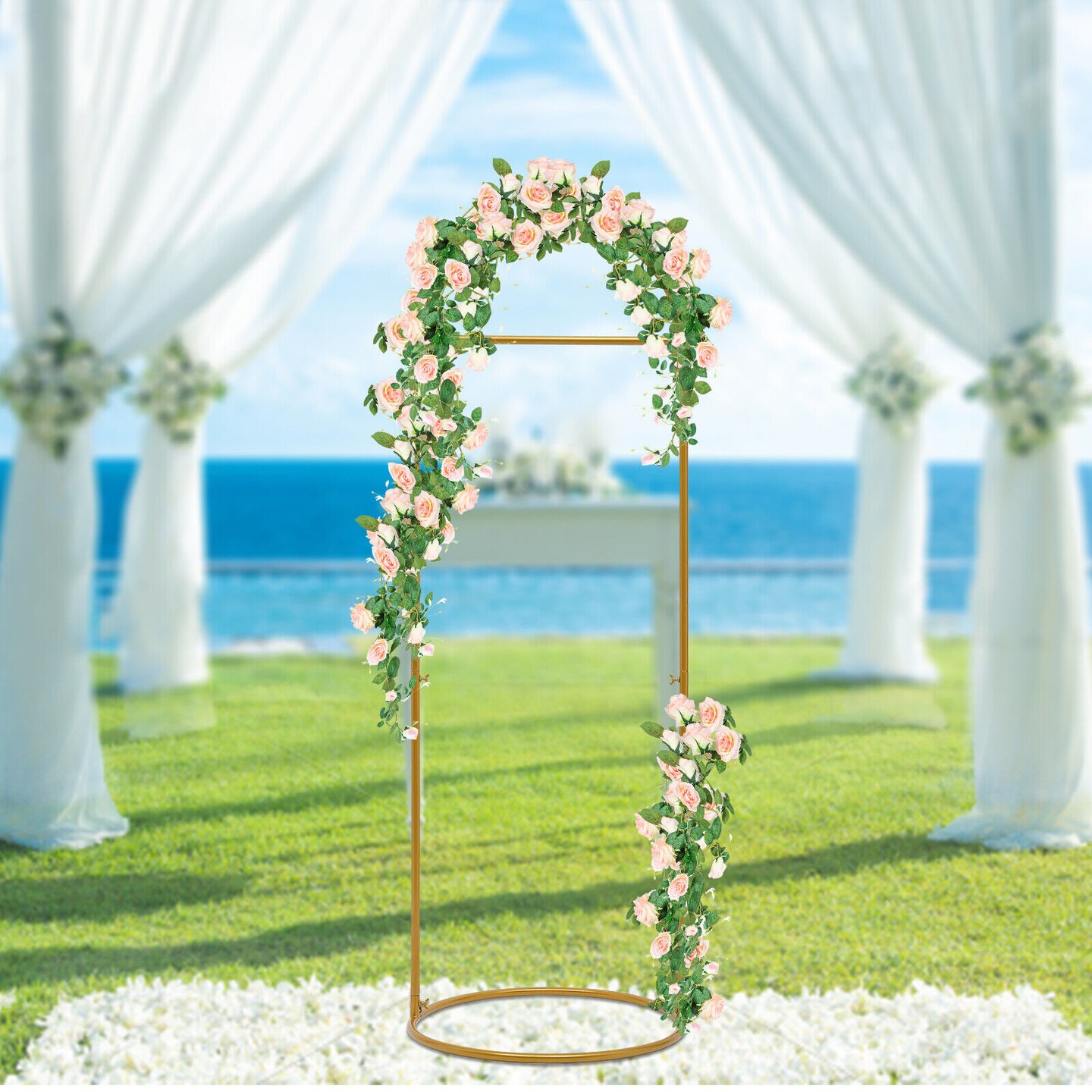 Kitcheniva Modern Flower Balloon Arch Frame Metal Backdrop Stand